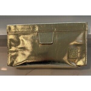 Vintage 70s 80s Gold Metalic Glam Leather Anne Klein Snap Clutch & Wallet NEW